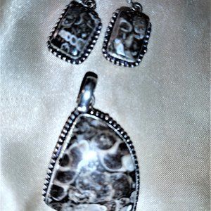 TURTELLA JASPER EARRINGS AND PENDANT SET     TRUE COLLECTABLES